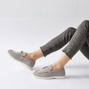 Elegant gray suede loafers