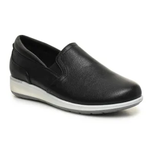 Black soft leather loafers