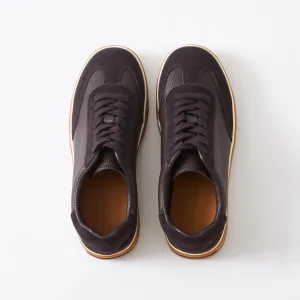 Coffee brown suede platform sneakers