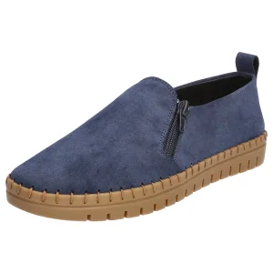 Denim zipper non-slip suede loafers