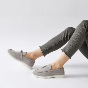 Elegant gray suede loafers